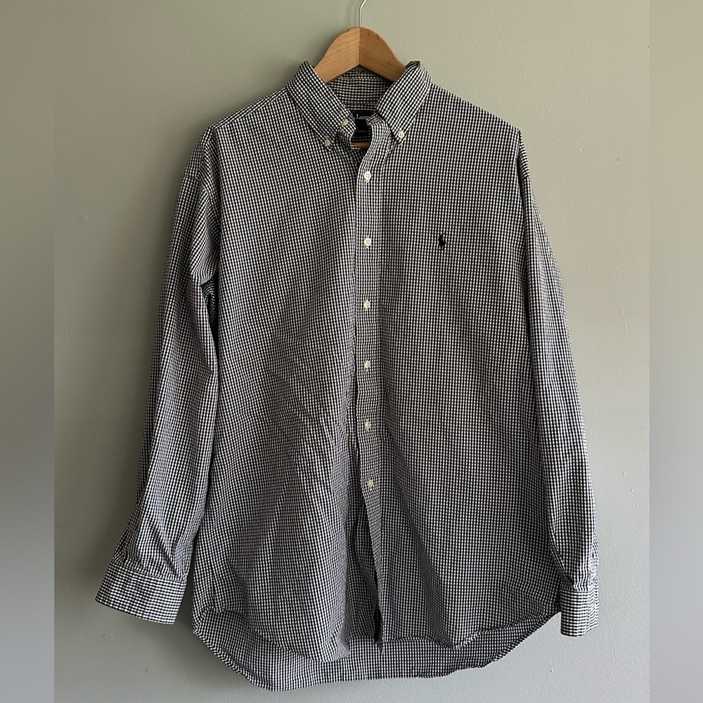 Ralph Lauren Black and White Gingham Button-Down Shirt